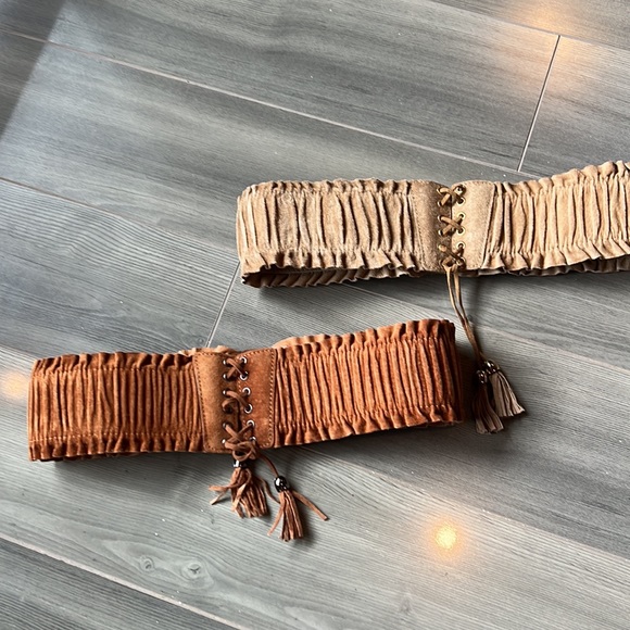 Suede style stretch wide belt, stretchable & front ropes adjustable for size S~M - Picture 5 of 12